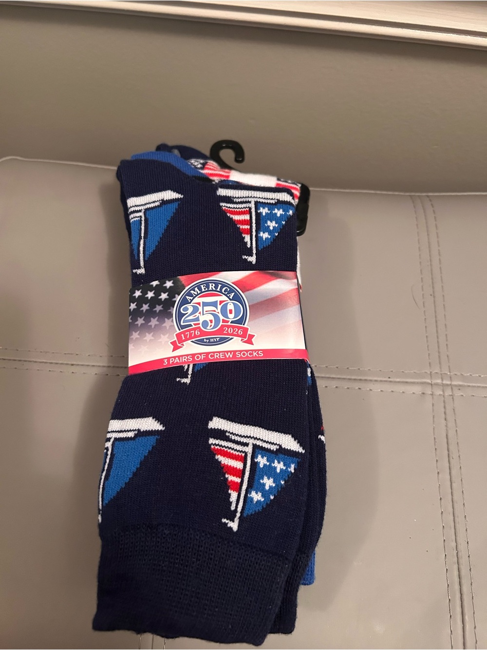 America 250 Navy Patriotic Crew Socks - 3 Pack